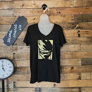 Ninja 2019 Junior Girls Black Top With Gold Ninja Face Image Size XL/19